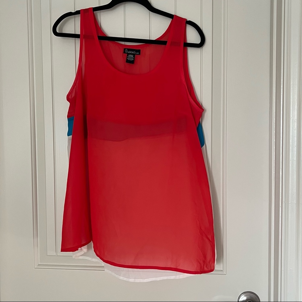 Red, White and Blue Flowy Tank Top